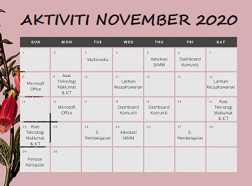 JADUAL AKTIVITI BULAN NOVEMBER 2020